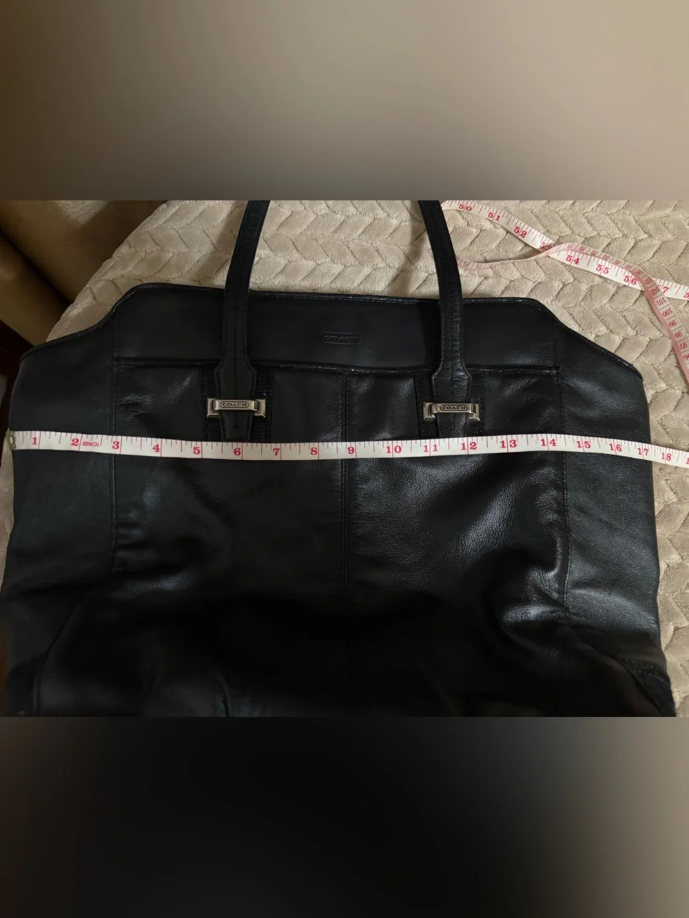 Authentic Coach Taylor Leather North/South Tote Bag Black F25941